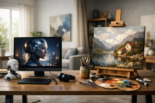 AI kunst versus handgeschilderde kunst